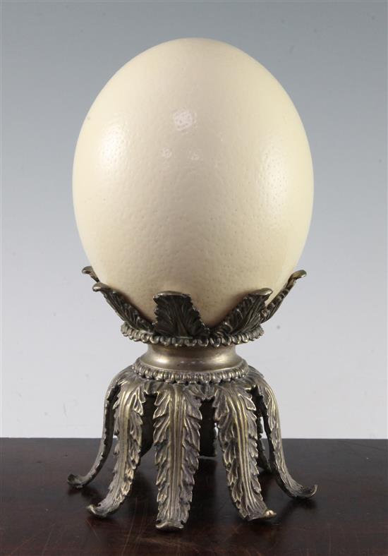 Manner of Redmile. An ostrich egg, 9.75in.